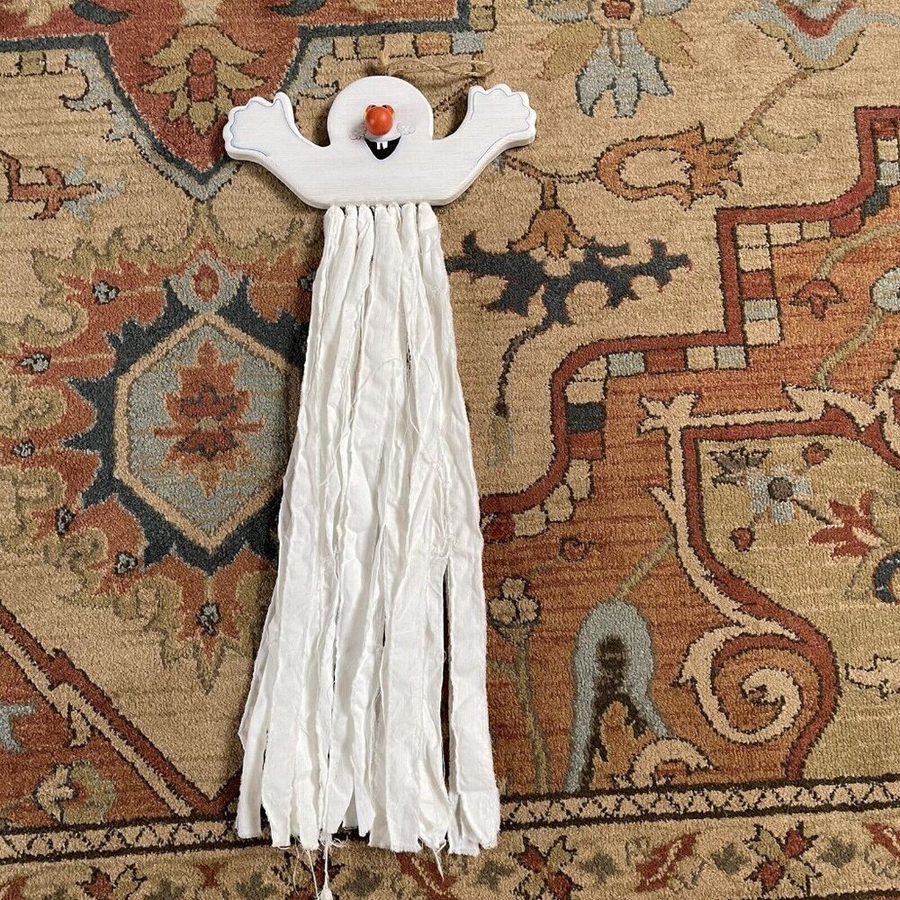 Halloween Ghost Orange Nose Wooden Decor Hanging White‎ Tassels Decor